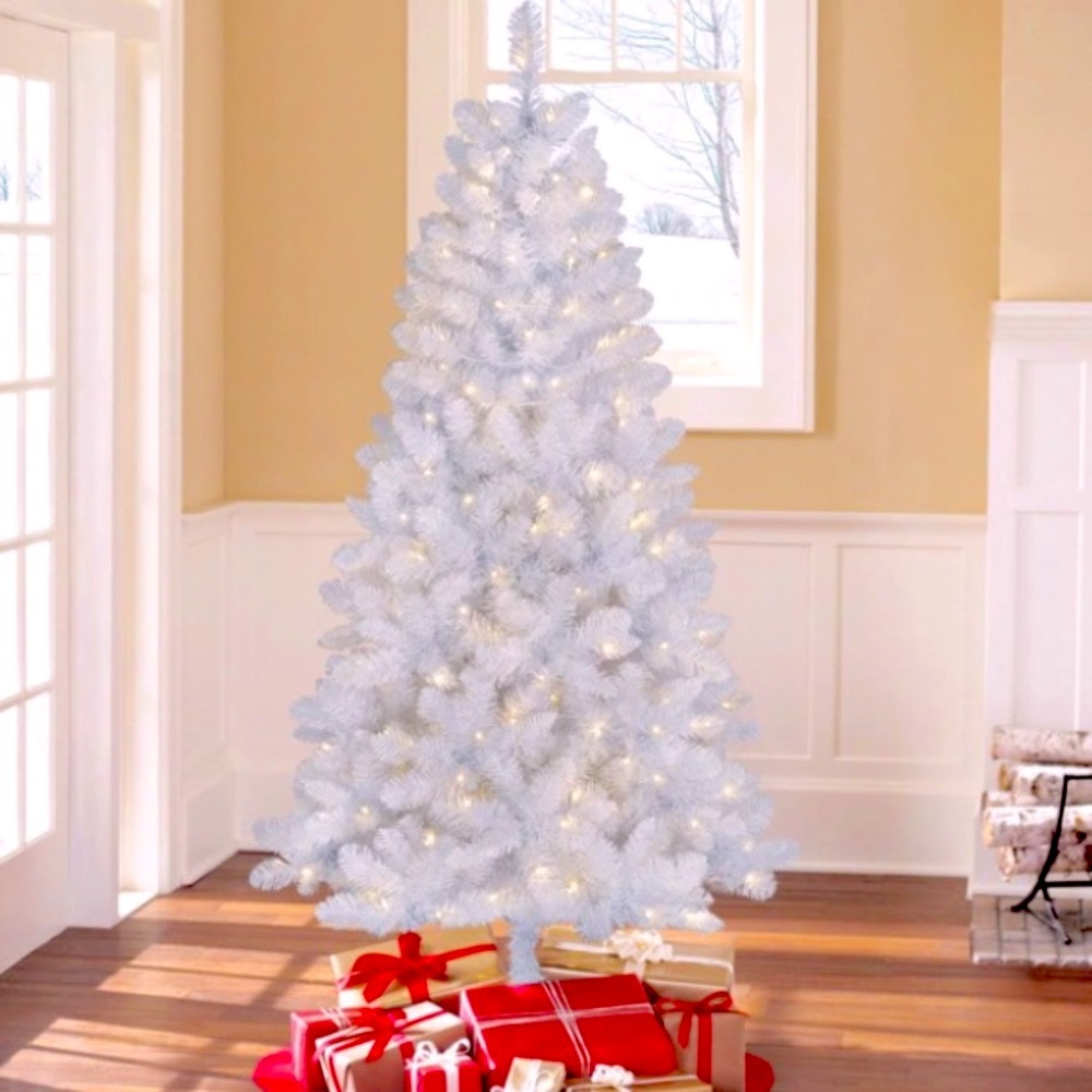 NEW White Christmas Tree 6.5' Pre-Lit LED Paxton Pine Christmas Tree with Lights
